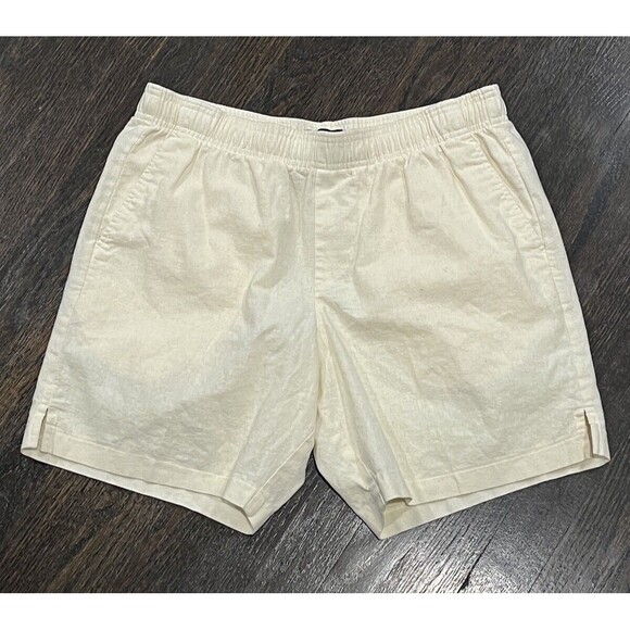 Goodlife Shorts Women’s XL Linen Blend Light Yellow Elastic Drawstring Pockets - Picture 1 of 8
